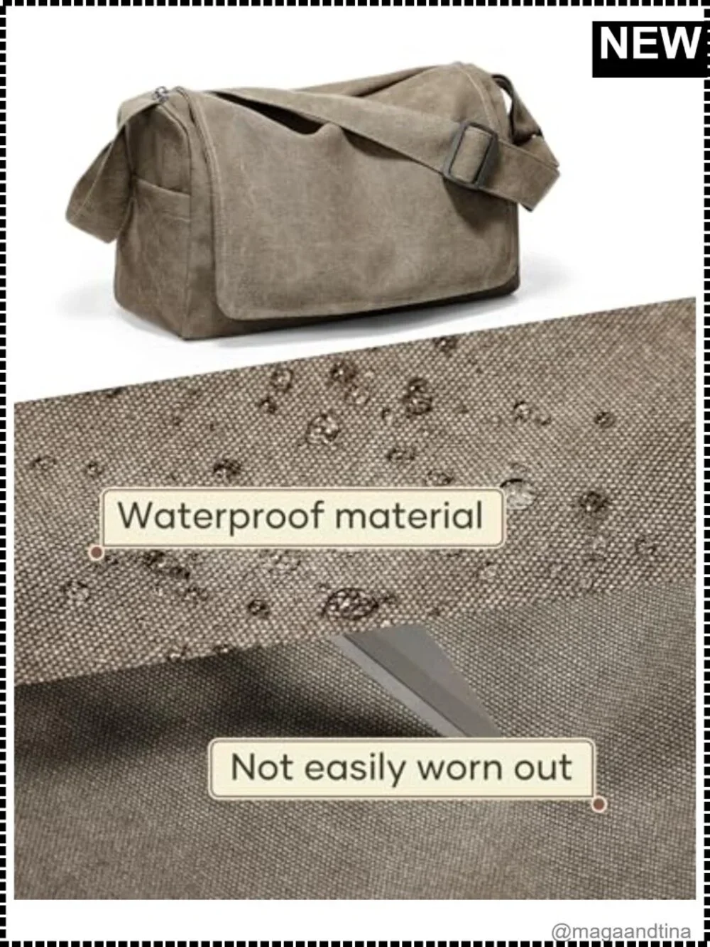 Canvas Messenger Bag Crossbody Water Resistant Unisex Shoulder Bag